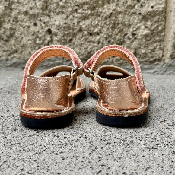 PONS Frailera Style Avarca Shoes Girls 26 EU 9.5 US Metallic Rose Gold Sandals - Picture 7 of 9